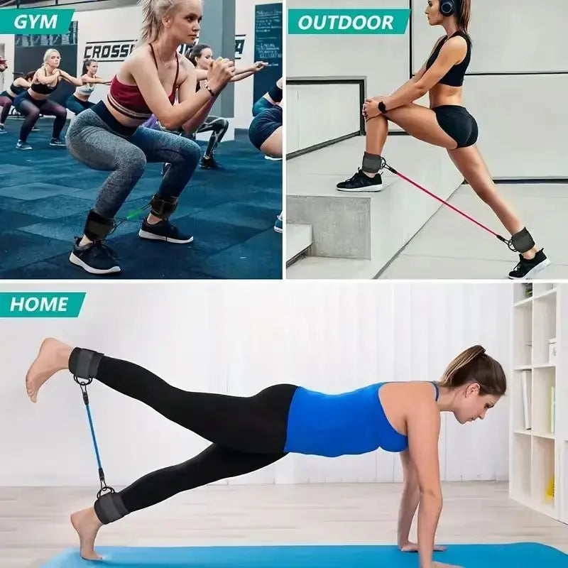 6-Piece Leg Resistance Band Set for Hip Strength Training, Running, Fitness, Ankle Resistance Bands, Yoga, Glute Training, Elastic Bands for Fitness Strength Training, Three-Tube Leg Training Resistance Bands, Leg Resistance Bands