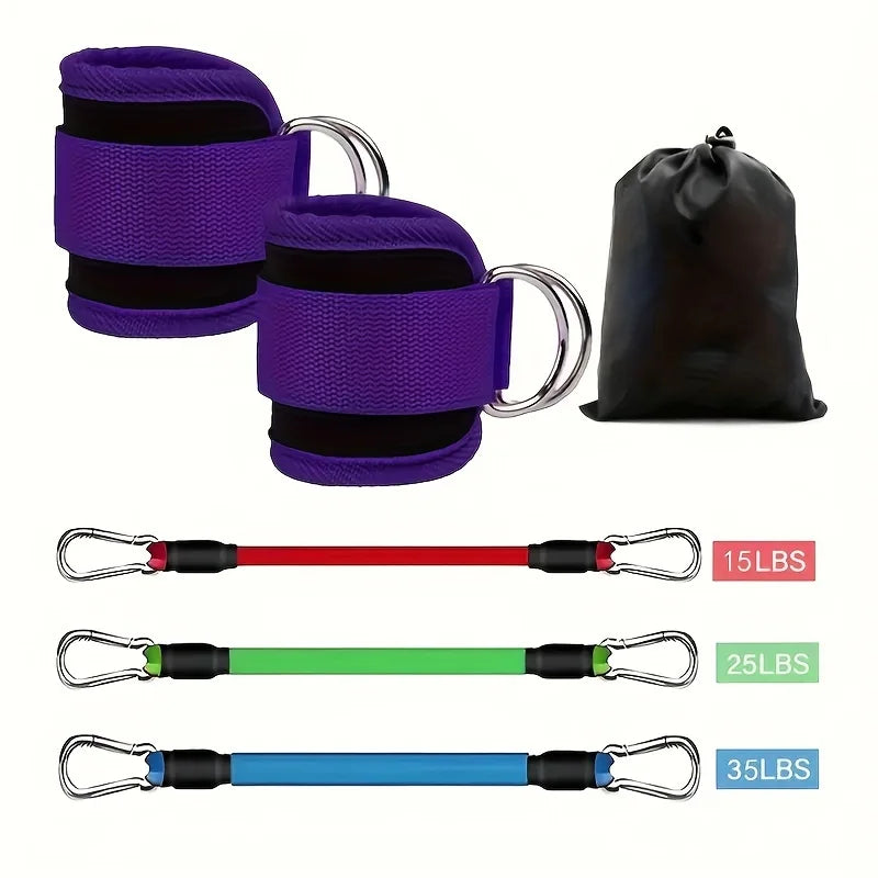 6-Piece Leg Resistance Band Set for Hip Strength Training, Running, Fitness, Ankle Resistance Bands, Yoga, Glute Training, Elastic Bands for Fitness Strength Training, Three-Tube Leg Training Resistance Bands, Leg Resistance Bands