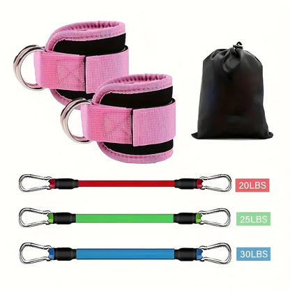6-Piece Leg Resistance Band Set for Hip Strength Training, Running, Fitness, Ankle Resistance Bands, Yoga, Glute Training, Elastic Bands for Fitness Strength Training, Three-Tube Leg Training Resistance Bands, Leg Resistance Bands