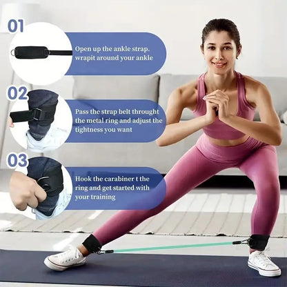 6-Piece Leg Resistance Band Set for Hip Strength Training, Running, Fitness, Ankle Resistance Bands, Yoga, Glute Training, Elastic Bands for Fitness Strength Training, Three-Tube Leg Training Resistance Bands, Leg Resistance Bands