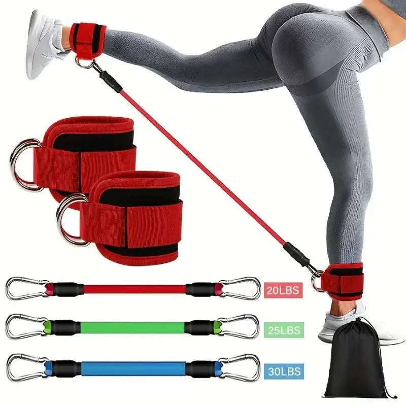 6-Piece Leg Resistance Band Set for Hip Strength Training, Running, Fitness, Ankle Resistance Bands, Yoga, Glute Training, Elastic Bands for Fitness Strength Training, Three-Tube Leg Training Resistance Bands, Leg Resistance Bands