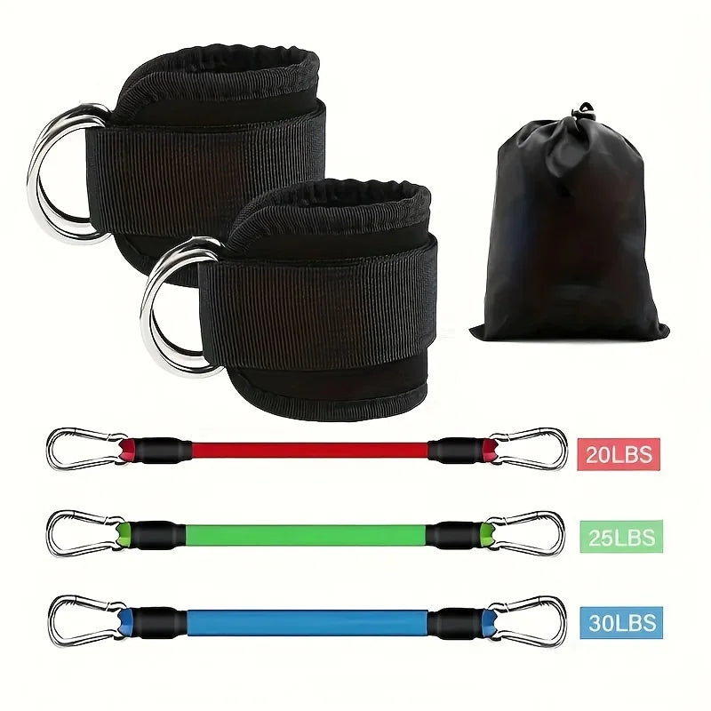 6-Piece Leg Resistance Band Set for Hip Strength Training, Running, Fitness, Ankle Resistance Bands, Yoga, Glute Training, Elastic Bands for Fitness Strength Training, Three-Tube Leg Training Resistance Bands, Leg Resistance Bands
